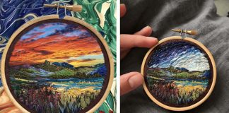 Artista “desenha” lindíssimas paisagens apenas com linha de bordado