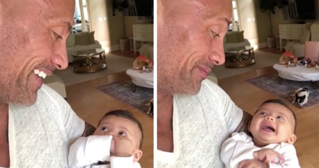 “The Rock” enternece seguidores com vídeo adorável com a sua filha bebé